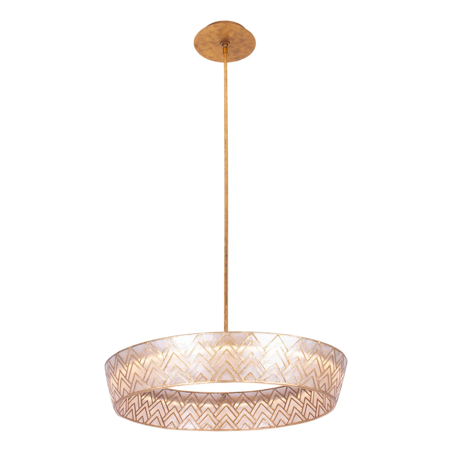 Geo LED Pendant in Oxidized Gold Leaf