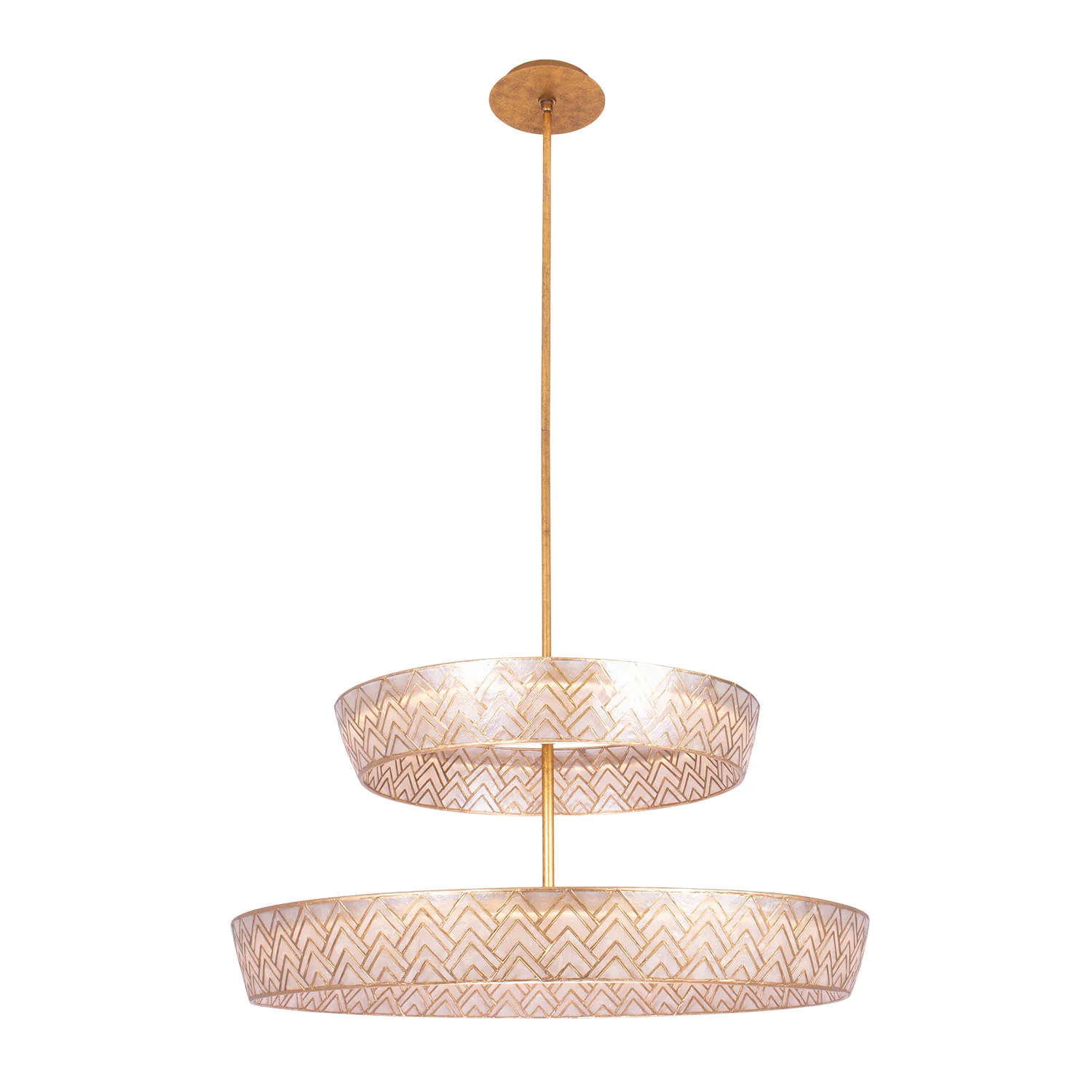 Geo LED Pendant in Oxidized Gold Leaf