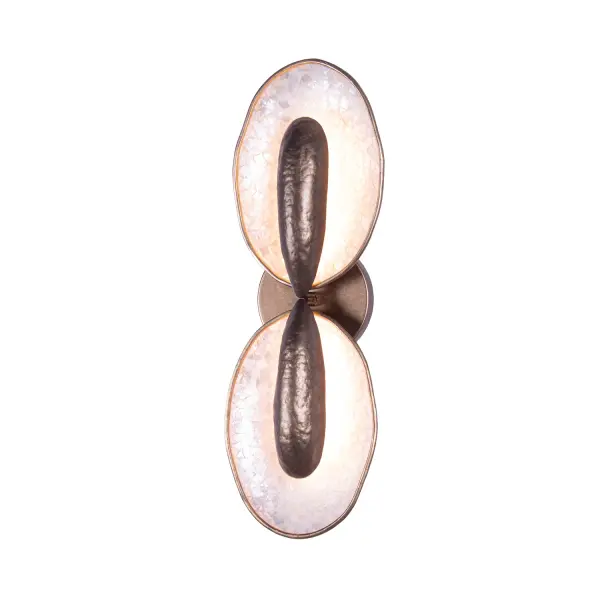 Inspired by oyster shells, the Spat wall sconce family features an uneven natural edge with an iridescent natural Capiz Shell interior. The driverless LED technology offers an indirect light that bounces off the shells to illuminate its surroundings. Offered in a Pearlized Antique Brass finish and can be hung both upside down and sideways. Collection: Spat Rooms: Bathroom Finish: Pearlized Antique Brass Width: 8.00" Height: 24.00" Weight: 6.00 lb Extension from Wall: 4.00" Wire: 12" Canopy: 6"x0.75" Bulbs Included Maximum Wattage: 24.00 W Bulb Type: LED Bulb Base: Integrated Light Source: LED Light Output: 1800.00 lm Color Temperature: 3000 K CRI: 90 Dimmable Voltage: 120.00 V Material: Capiz, Steel Country of Origin: Philippines Safety Listing: UL-cUL Safety Rating: Dry ADA LED