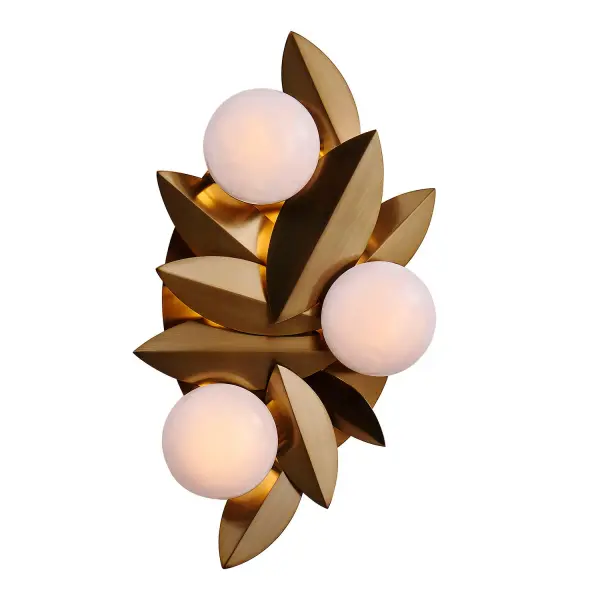 With its design evoking the elegance of a brooch, the Blush wall sconce is artfully fashioned from iron and natural pink jade. This contemporary and lively light fixture draws inspiration from berries hidden among leaves. Boasting a rich Winter Brass finish, it would bring a touch of sophistication to any room. ___________________ Collection: BLUSH Finish: Winter Brass Width: 9.00" Height: 16.00" Weight: 7.00 lb Extension from Wall: 4.50" Wire: 7" Canopy: 7.5"x0.5"x10" Bulbs Included Maximum Wattage: 3.00 W Bulb Type: G9 Bulb Base: G9 Light Source: LED Light Output: 300.00 lm Color Temperature: 3000 K CRI: 90 Dimmable Voltage: 120.00 V Material: Iron and Jade Country of Origin: China Safety Listing: ETL-CETL Safety Rating: DAMP LED - alternate view