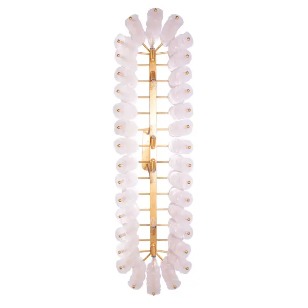 The Gossamer Collection was inspired by ruffled organza silk. Textures of layering flat pieces of raw Capiz Shell show the beauty of their natural edges and the wooden Gmelina bead spacers add structure and visual lines. This soft yet structured design is available in an Oxidized Gold Leaf finish and is equipped with 8 feet of chain. Collection: Gossamer Finish: Oxidized Gold Leaf Width: 12.00" Height: 12.00" Length: 60.00" Weight: 30.00 lb Extension from Wall: 96.00" Chain: 96" Wire: 96" Canopy: 5"x1"x20" Number of Bulbs: 12 Maximum Wattage: 40.00 W Bulb Type: E26 Bulb Base: E26 Medium Dimmable Voltage: 120.00 V Material: Steel and Capiz Shell and Gmelina Beads Country of Origin: Philippines Safety Listing: UL/cUL Safety Rating: Dry - alternate view