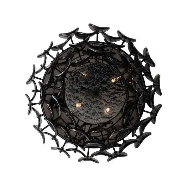 Illuminate your space with our fish scale-inspired Uroko collection. Glass discs are expertly crafted to provide a subtle yet striking lighting effect, creating a warm and inviting ambiance wherever it is placed. Our Polished Winter Brass (PWB) or Black Nickel (BN) finishes coordinate with the glass to create a shimmering focal point to any room. Collection: Uroko Finish: Black Nickel Width: 19.75" Height: 11.50" Length: 19.75" Weight: 27.30 lb Wire: 12" Canopy: 1"x16"x16" Number of Bulbs: 4 Maximum Wattage: 40.00 W Bulb Base: E12 Candelabra Dimmable Voltage: 120.00 V Material: Steel, Glass Country of Origin: China Safety Rating: Dry Instructions - alternate view
