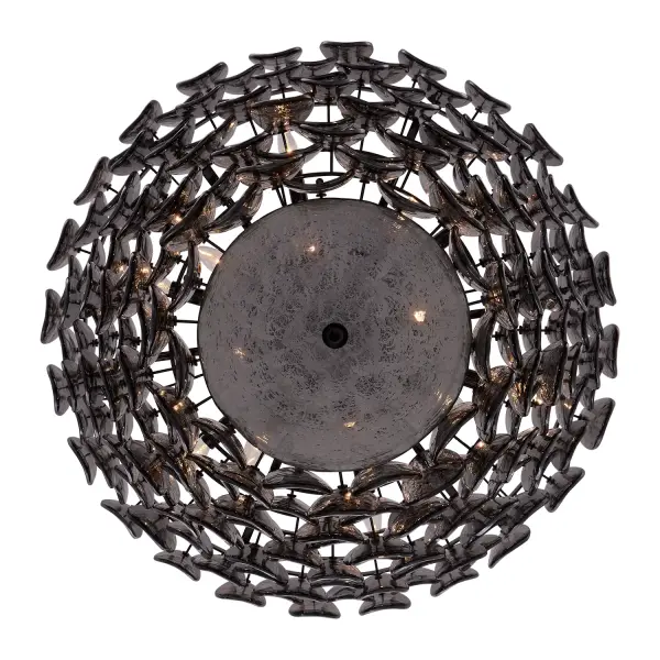 Illuminate your space with our fish scale inspired Uroko collection. Glass discs are expertly crafted to provide a subtle yet striking lighting effect, creating a warm and inviting ambiance wherever it is placed. The Glossy Warm Black Nickel finish and shimmering glass make this fixture a focal point in any room. _________________ Collection: UROKO Finish: Black Nickel Width: 34.00" Height: 31.00" Weight: 86.00 lb Wire: 156" Rod: (1) 6", (1) 12", (1) 24" Canopy: 5"x1" Number of Bulbs: 14 Maximum Wattage: 40.00 W Bulb Type: Candelabra Bulb Base: E12 Candelabra Dimmable Voltage: 120.00 V Material: Iron Glass Country of Origin: China Safety Listing: UL-cUL Safety Rating: DAMP - alternate view