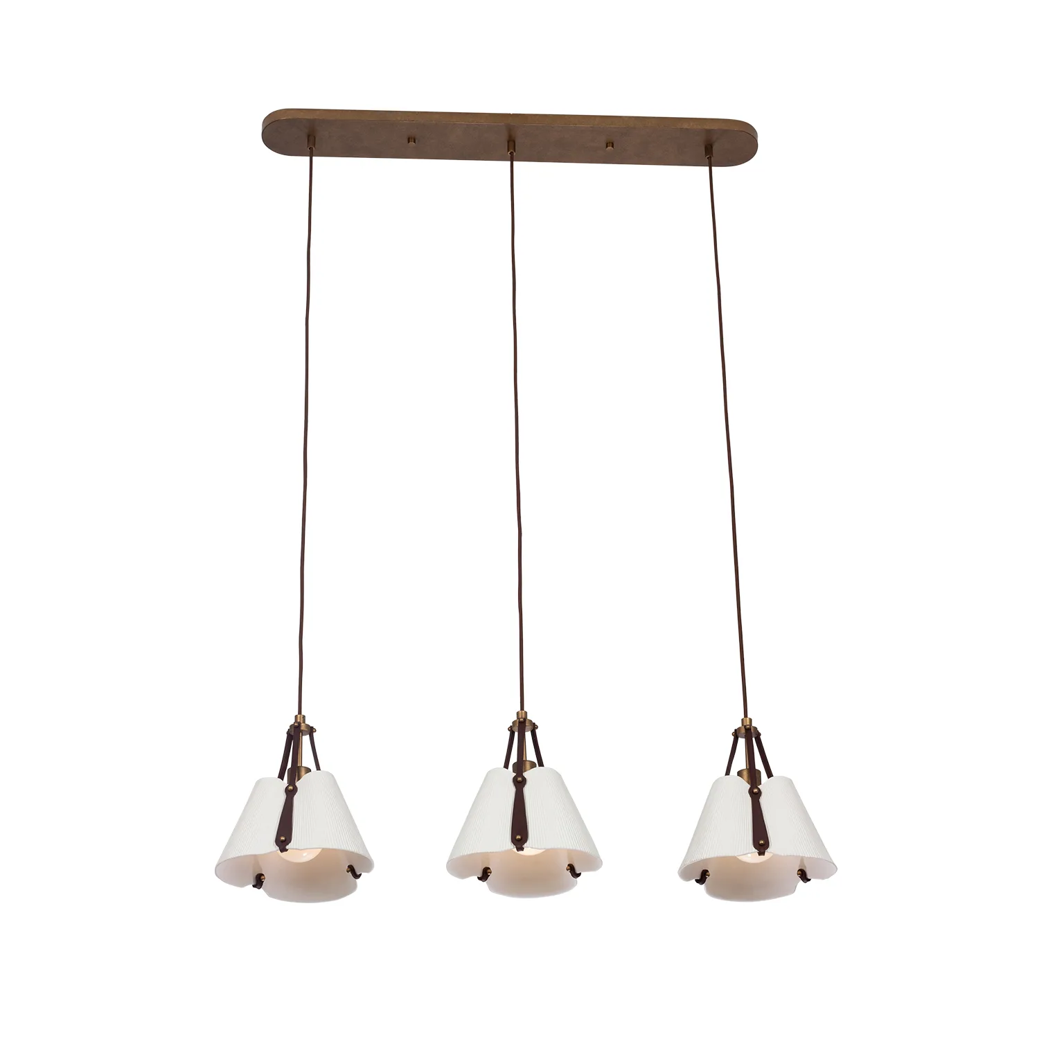 EMBRACE Three Light Island Pendant in Pearlized Antique Brass