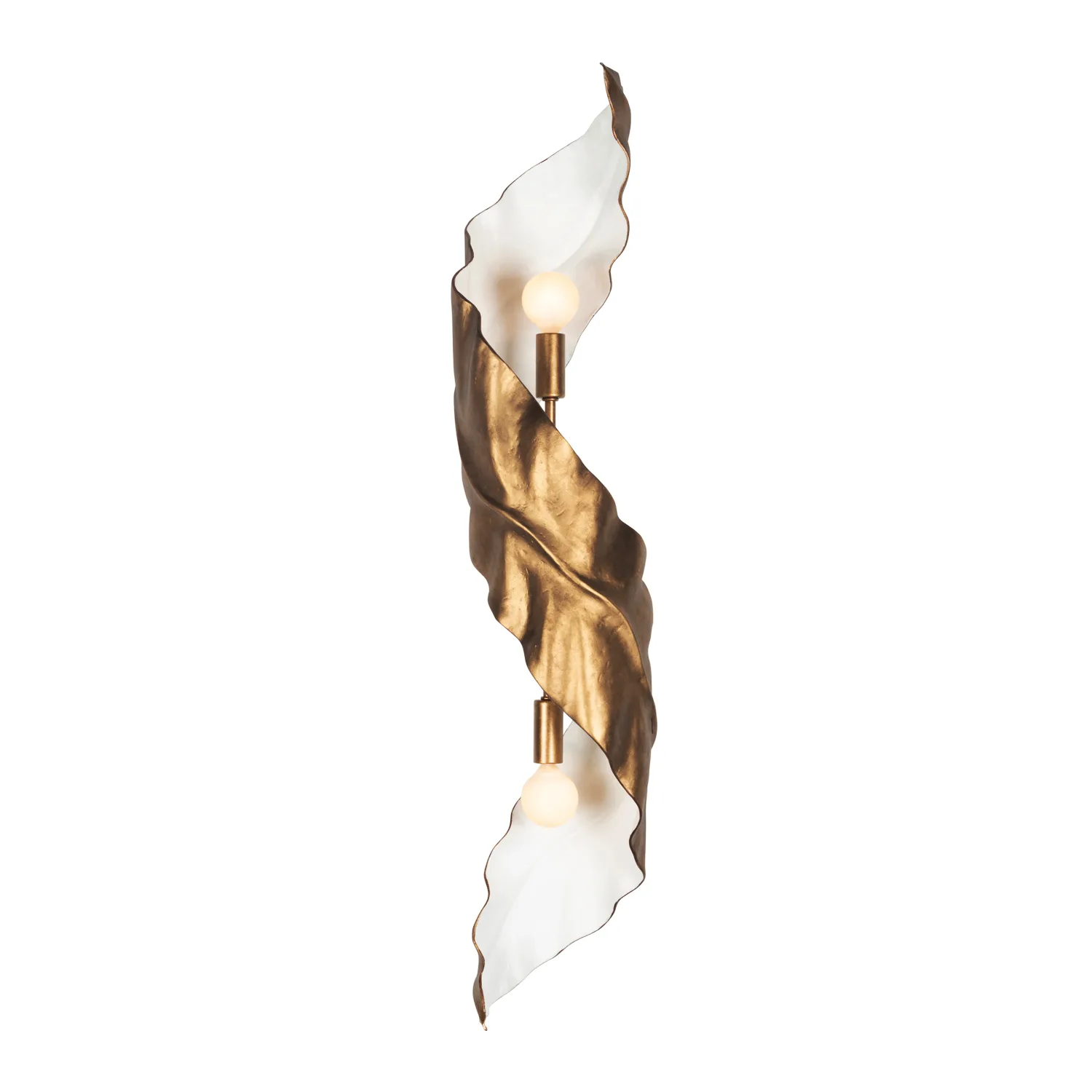 SPIRA Two Light Wall Sconce in Pearlized Antique Brass W/ White