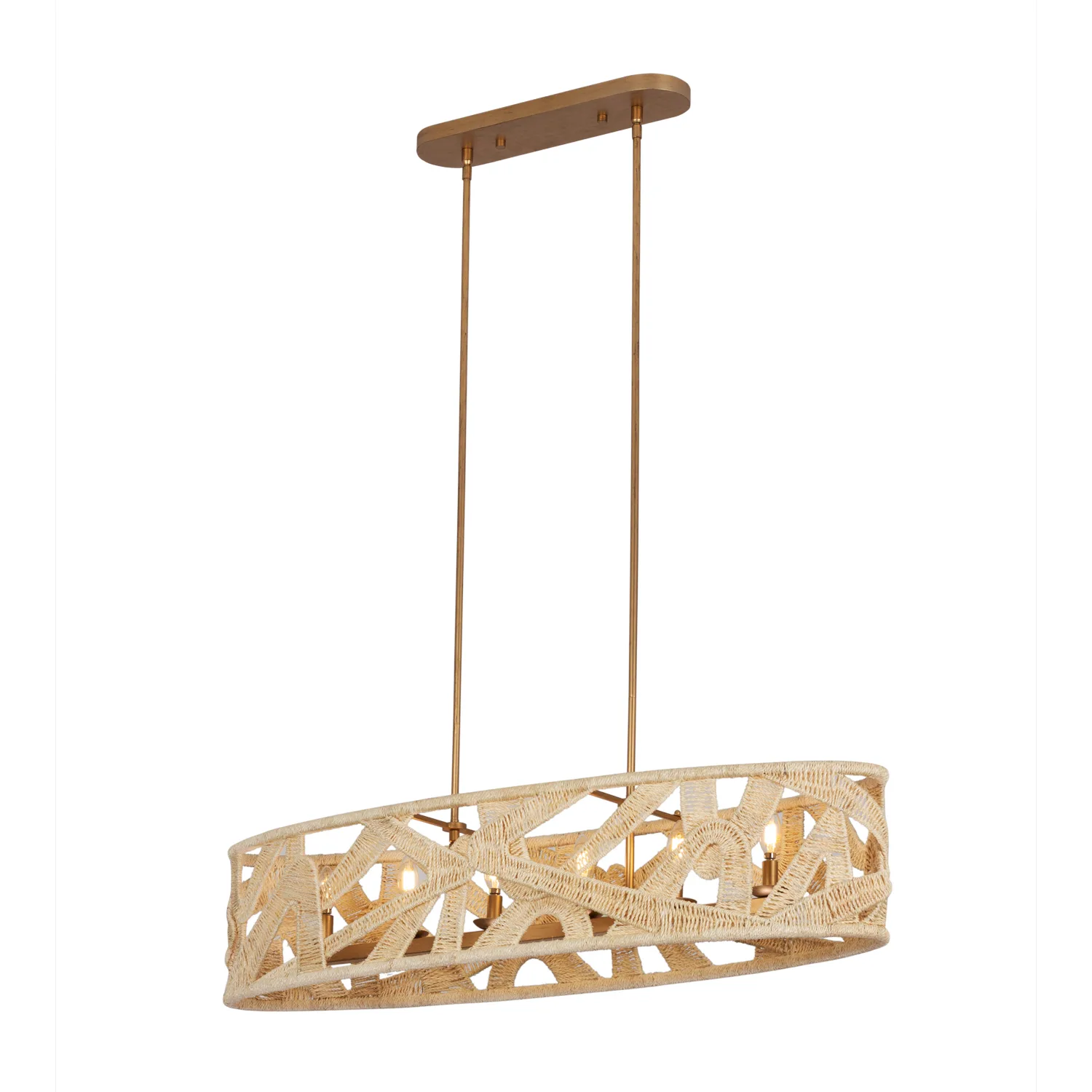 SOGA Six Light Island Pendant in Modern Gold And White
