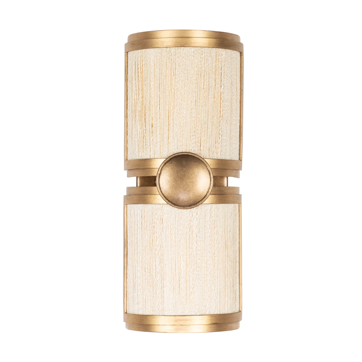 Button Two Light Wall Sconce in Pearlized Antique Brass Modern Gold
