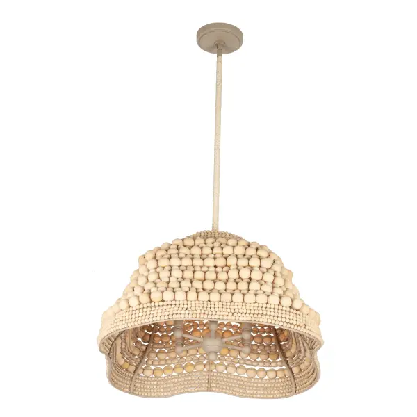 Illuminate your space with the Coaxial lighting collection, where the beauty of nature meets modern design. Handcrafted from wood beads, steel, and abaca rope, each fixture offers an organic yet organized aesthetic. The various-sized wood beads are thoughtfully arranged to create intriguing patterns, allowing light to pass through the natural materials, producing a warm, inviting glow. Perfect for any room, these fixtures add both texture and depth, highlighting their unique blend of coastal charm and industrial flair. Experience the true essence of artisanal craftsmanship with Coaxial. Collection: Coaxial Finish: Jute Width: 26.00" Height: 14.50" Weight: 23.00 lb Wire: 96" Rod: (1) 6" (1) 12" (1) 24" Canopy: 5.5"x1" Number of Bulbs: 6 Maximum Wattage: 40.00 W Bulb Type: Candelabra Bulb Base: E12 Candelabra Dimmable Voltage: 120.00 V Material: Steel Wood Ball Country of Origin: Philippines Safety Listing: UL-cUL Safety Rating: Dry - alternate view