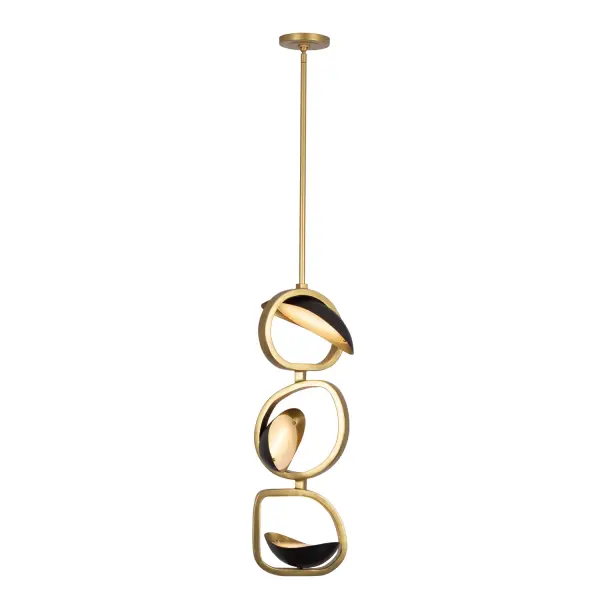 Drawing inspiration from abstract forms and artistic sculptures, the Onyx Collection is meticulously handcrafted using steel and frosted crackle glass. This collection showcases a contemporary design style and includes LED lamps that can be dimmed to create the perfect ambiance. Finished in a two-toned Brushed Gold and Satin Bronze (BGZ). Collection: Onyx Finish: Brushed Gold/Satin Bronze Width: 13.00" Height: 31.00" Weight: 17.00 lb Wire: 96" Rod: (1) 6" (1) 12" (1) 24" Canopy: 5.5"x1" Bulbs Included Maximum Wattage: 36.00 W Bulb Type: LED Light Source: LED Light Output: 2025.00 lm Color Temperature: 3000 K CRI: 90 Dimmable Voltage: 120.00 V Material: Steel White Frosted Crackled Glass Country of Origin: Philippines Safety Listing: ETL-CETL Safety Rating: Dry LED