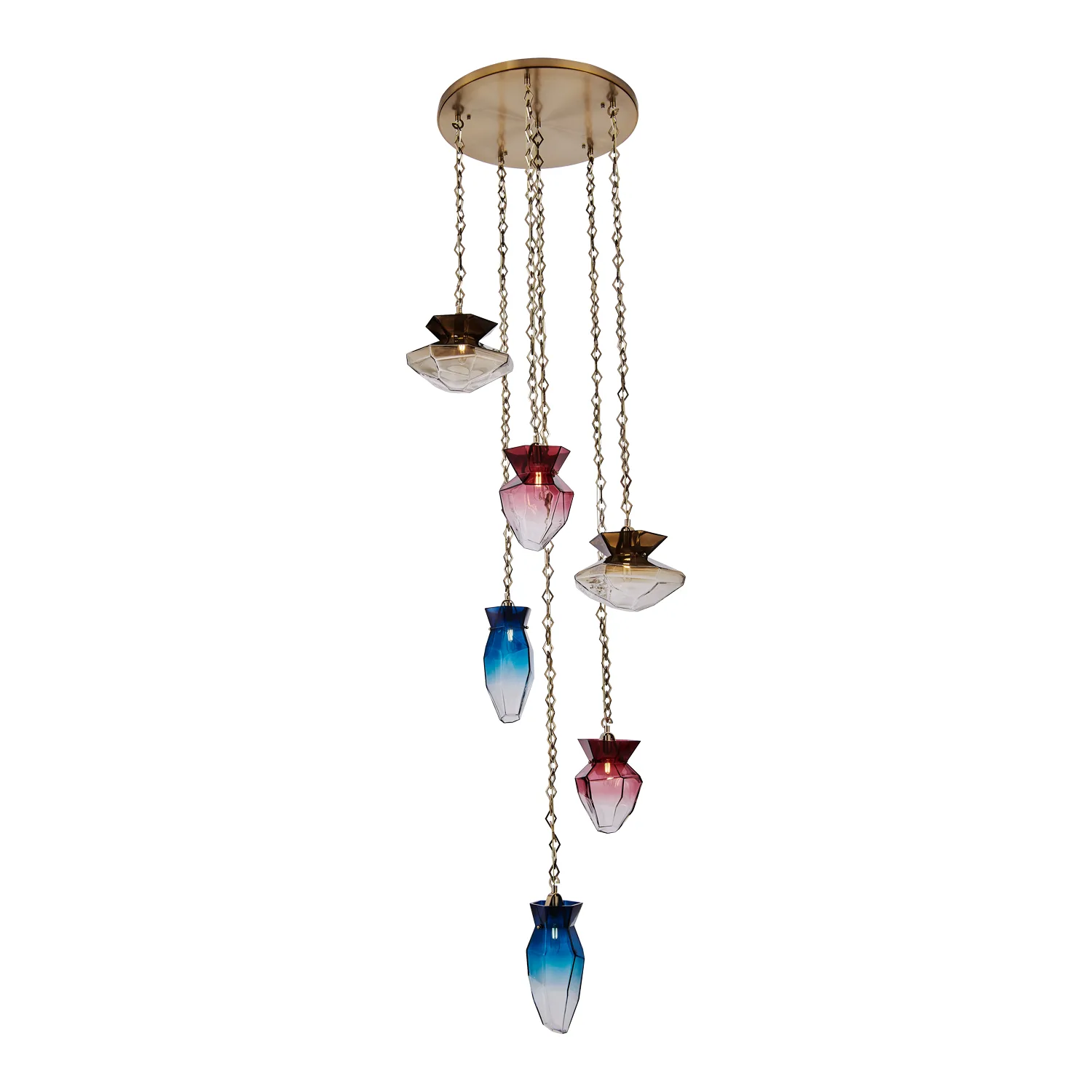 Bolsa Six Light Chandelier in Winter Brass