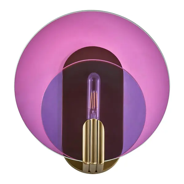 Elevate your space with the contemporary Optics collection, expertly crafted and finished in a rich Winter Brass (WB) finish. The eye-catching iridescent dichroic glass discs are held in place by refined, finely machined brass holders, creating a dynamic, artistic flair with a luxurious twist for your home. Ideal for dining areas, living rooms, or commercial spaces, this simply sleek collection provides both style and illumination, becoming a captivating focal point in any setting. Collection: Optics Finish: Winter Brass Width: 3.75" Height: 11.00" Length: 3.75" Extension from Wall: 11.25" Rod: 8" Canopy: 4.5"x9.5"x9" Number of Bulbs: 1 Maximum Wattage: 6.00 W Bulb Base: E12 Candelabra Dimmable Voltage: 120.00 V Material: Steel, Glass Country of Origin: China Safety Rating: Dry ADA Instructions