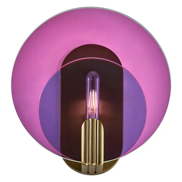 Elevate your space with the contemporary Optics collection, expertly crafted and finished in a rich Winter Brass (WB) finish. The eye-catching iridescent dichroic glass discs are held in place by refined, finely machined brass holders, creating a dynamic, artistic flair with a luxurious twist for your home. Ideal for dining areas, living rooms, or commercial spaces, this simply sleek collection provides both style and illumination, becoming a captivating focal point in any setting. Collection: Optics Finish: Winter Brass Width: 3.75" Height: 11.00" Length: 3.75" Extension from Wall: 11.25" Rod: 8" Canopy: 4.5"x9.5"x9" Number of Bulbs: 1 Maximum Wattage: 6.00 W Bulb Base: E12 Candelabra Dimmable Voltage: 120.00 V Material: Steel, Glass Country of Origin: China Safety Rating: Dry ADA Instructions - alternate view