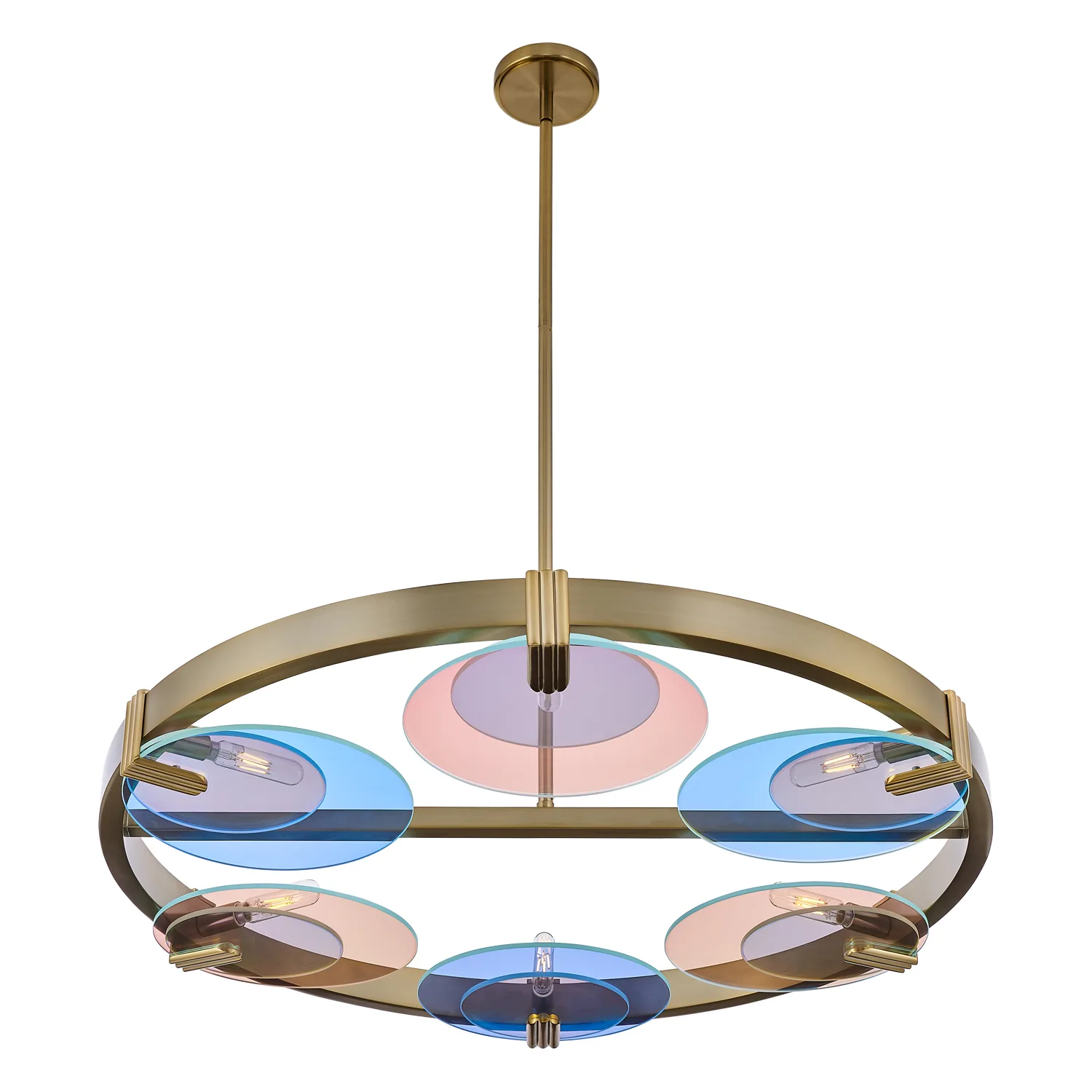 Optics Six Light Chandelier in Winter Brass