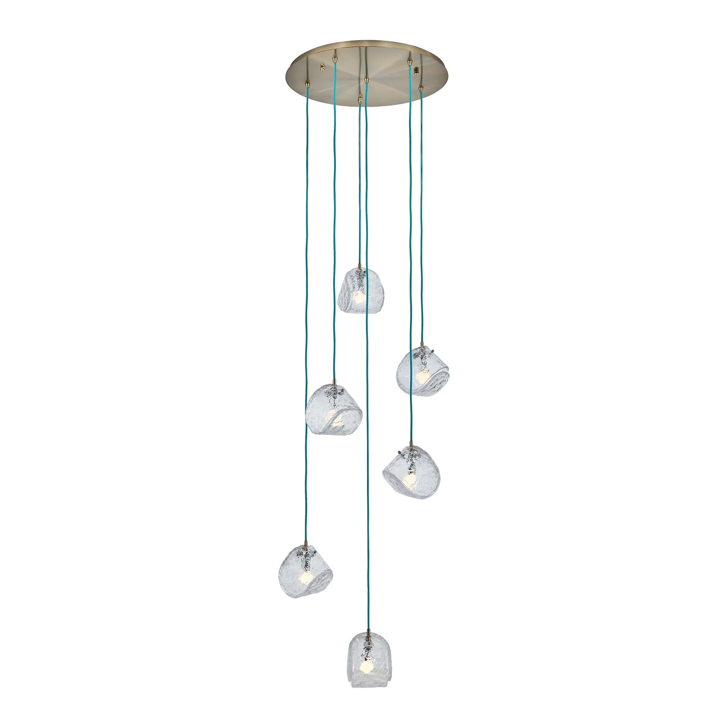 Pallina Six Light Chandelier in Winter Brass