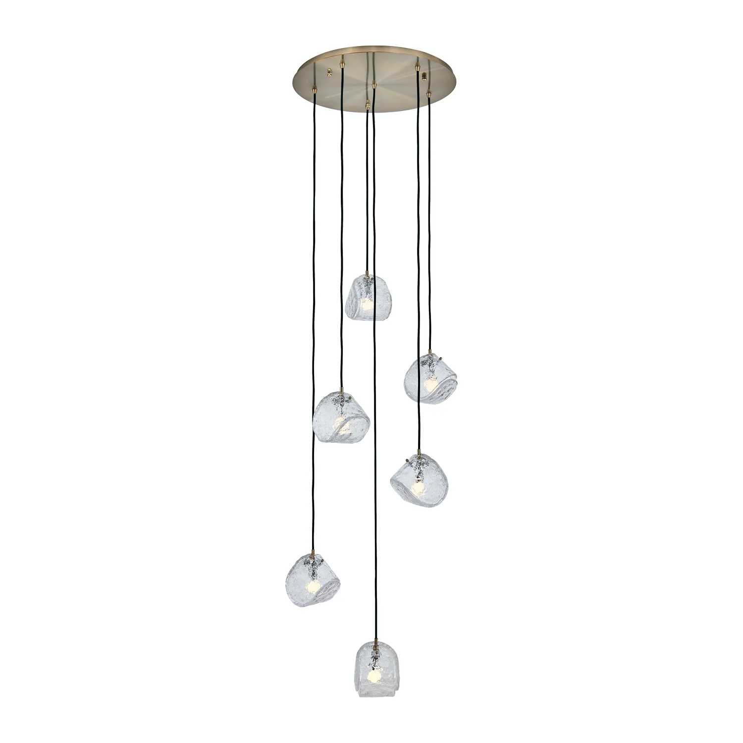 Pallina Six Light Chandelier in Winter Brass