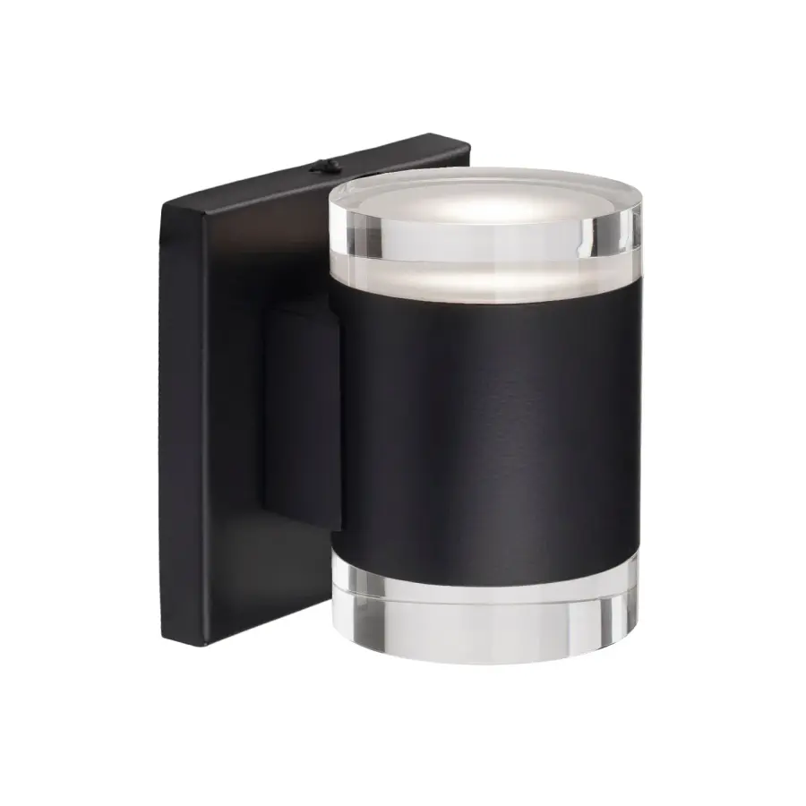 Sleek Cylinder Sconce with Integrated LED and Modern Glass Details - Image 1