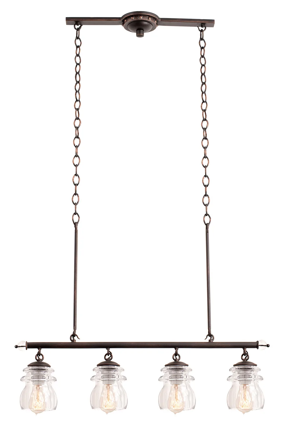 Brierfield Four Light Island Pendant in Antique Copper