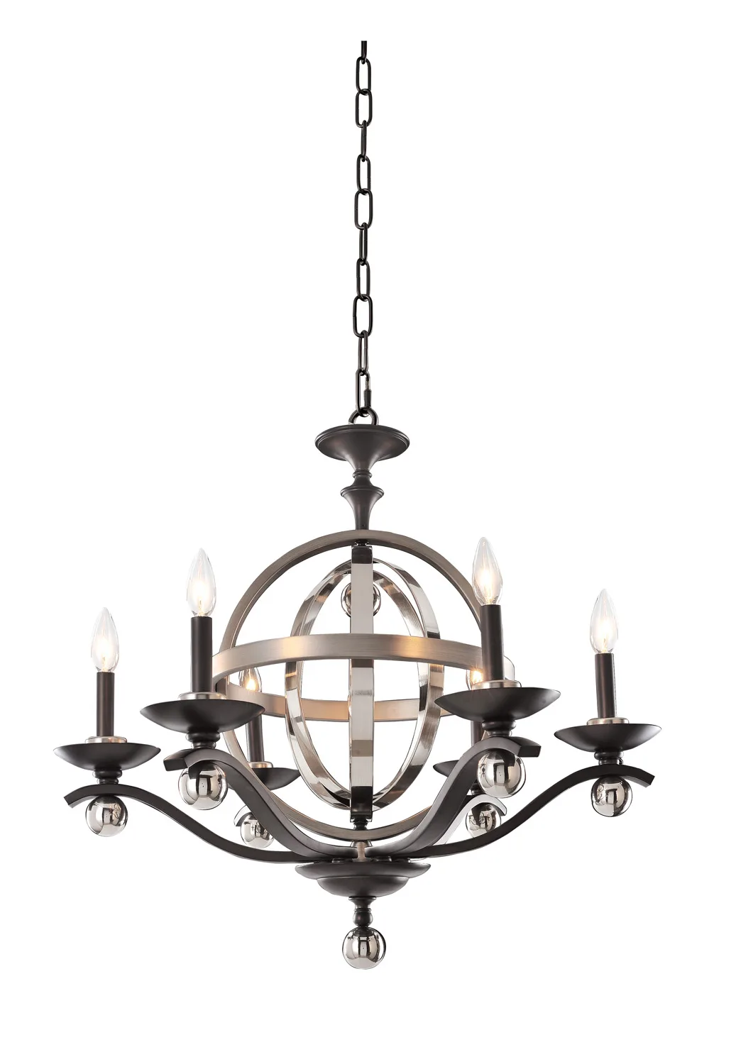 Rothwell Seven Light Chandelier in Polished Satin Nickel