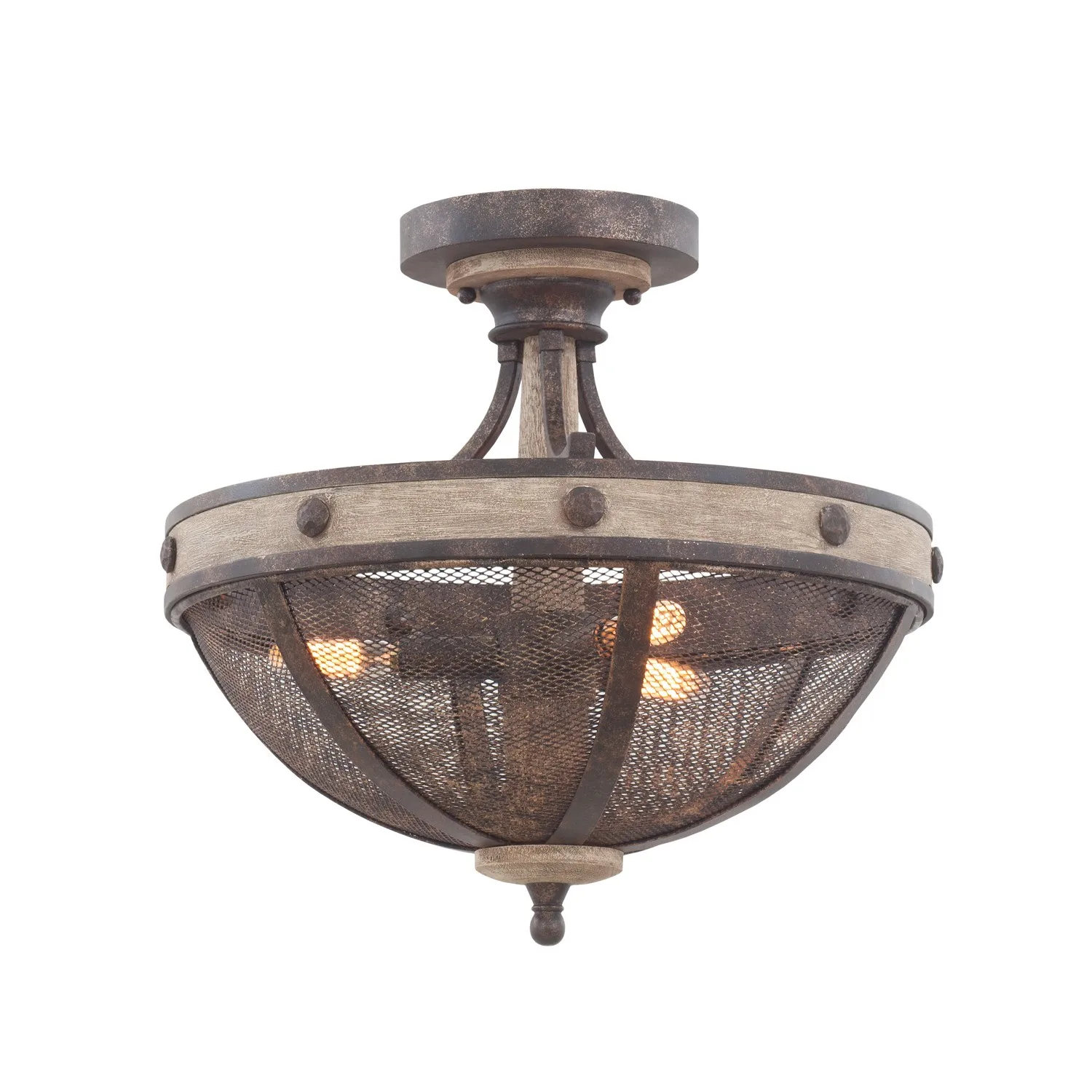 Coronado Three Light Semi Flush Mount in Florence Gold