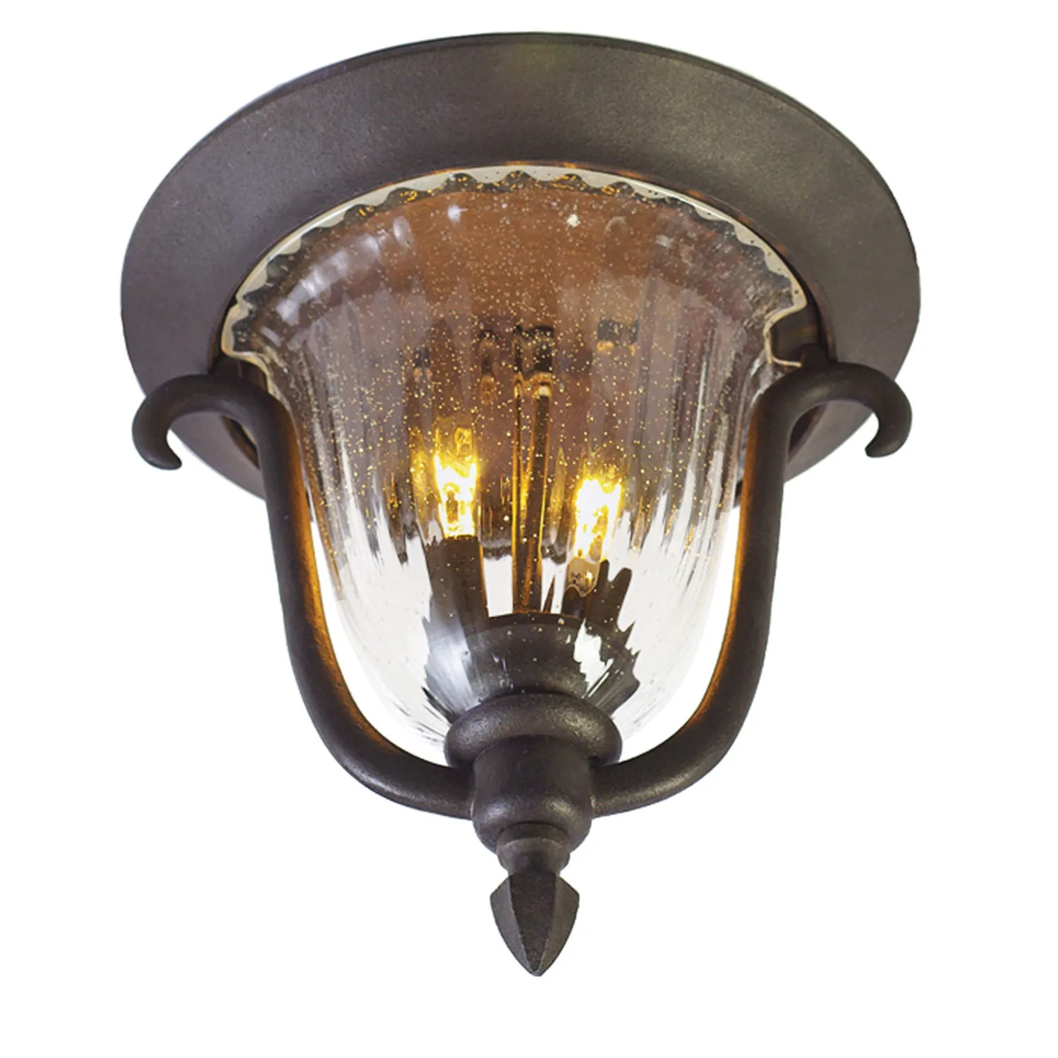 Santa Barbara Outdoor Two Light Outdoor Flush Mount in Textured Matte Black