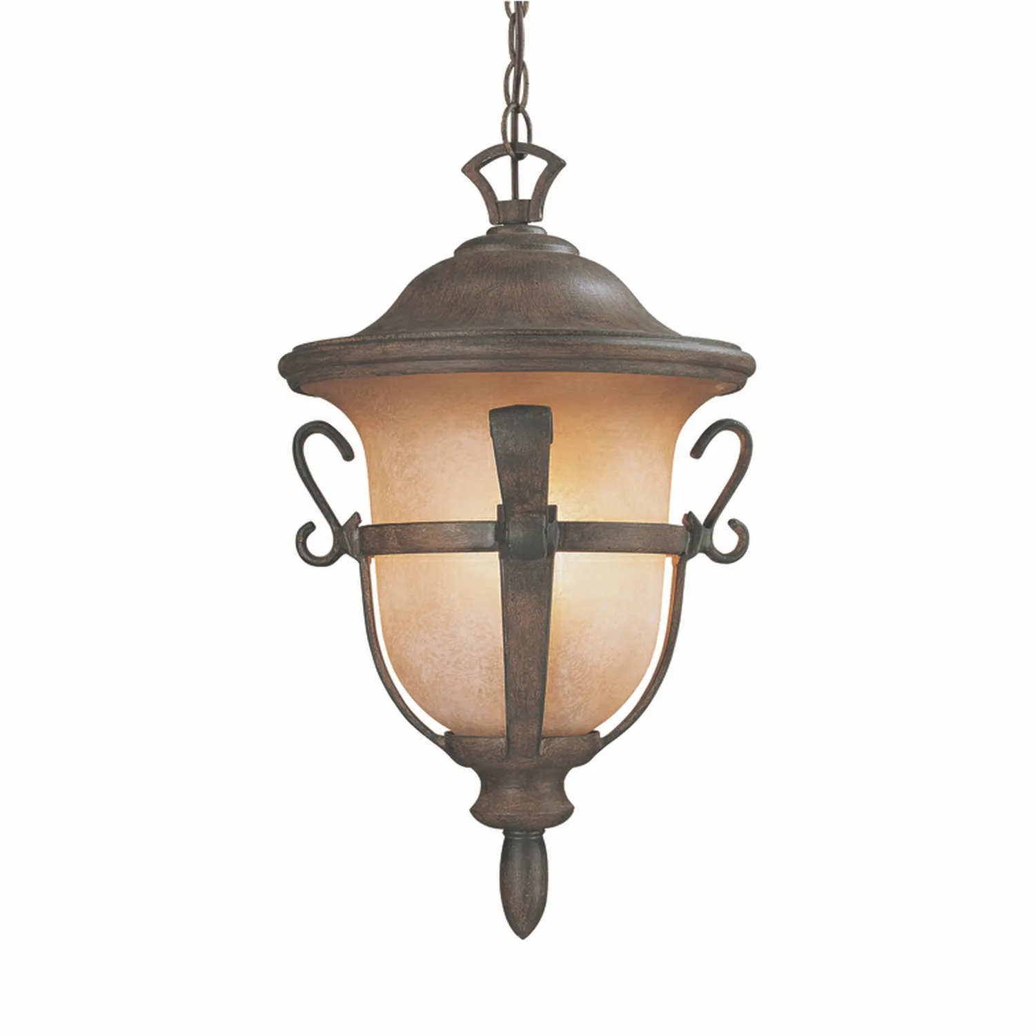 Tudor Outdoor Three Light Outdoor Hanging Lantern in Walnut