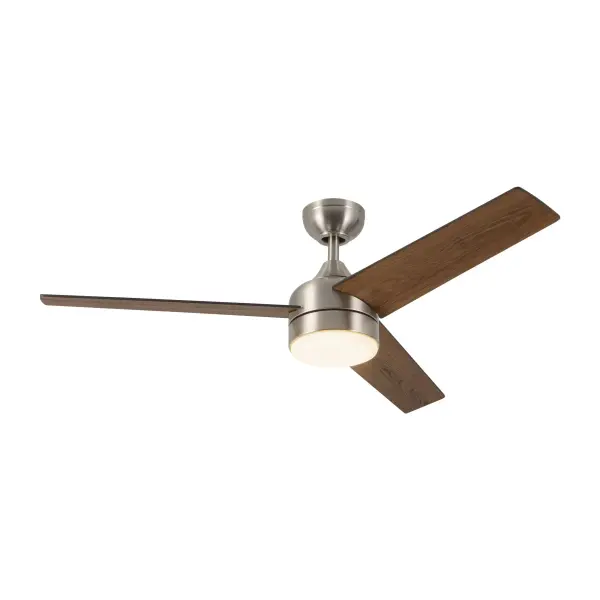 The Nash combines sleek three-blade design with practical functionality. Its quiet DC motor offers six speeds and reversible operation, while the integrated LED light kit provides dimmable illumination. - alternate view