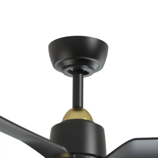 The Hugo combines modern elegance with smart technology in a 52-inch outdoor ceiling fan. Features include six adjustable speeds, reverse function, optional dimmable light kit with 5 selectable color temperatures, and control via Smart by Bond app or included remote. - alternate view