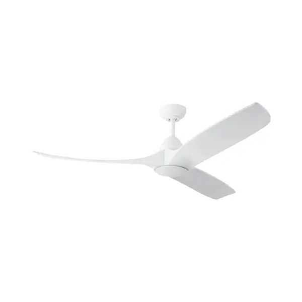 The Baylor combines sophisticated modern design with natural wood warmth. Its 60-inch carved wood blades in dark walnut with matte black accents create a striking statement piece. Smart home integration via Bond app or included remote offers flexible control.