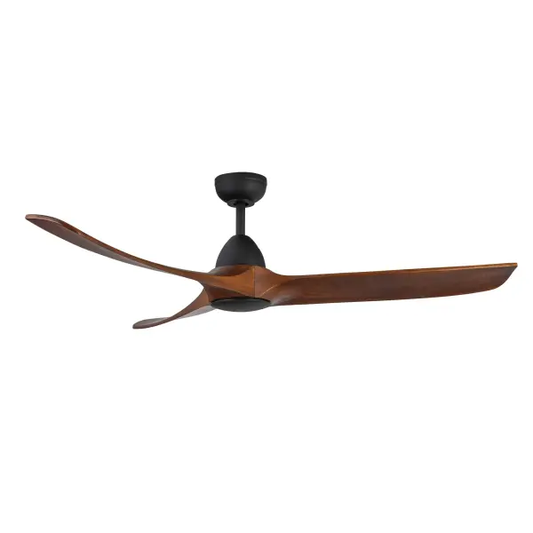 The Baylor combines sophisticated modern design with natural wood warmth. Its 60-inch carved wood blades in dark walnut with matte black accents create a striking statement piece. Smart home integration via Bond app or included remote offers flexible control. - alternate view