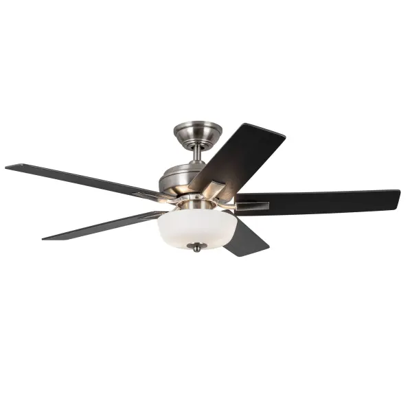The Erikson 52-inch ceiling fan combines clean contemporary design with practical versatility. Features reversible blade finishes for customization, integrated 3000K LED lighting, and flexible control options.