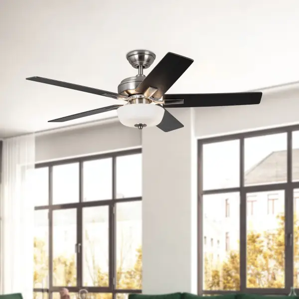The Erikson 52-inch ceiling fan combines clean contemporary design with practical versatility. Features reversible blade finishes for customization, integrated 3000K LED lighting, and flexible control options. - alternate view
