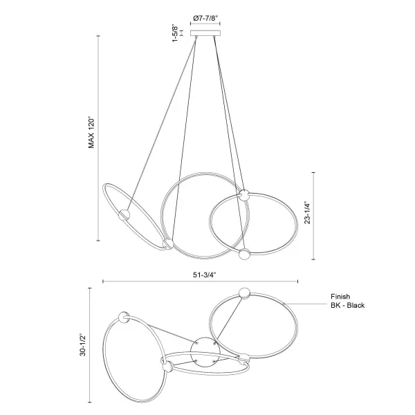 Futuristic Modern Chandelier with Orbital Ring Design - Image 9