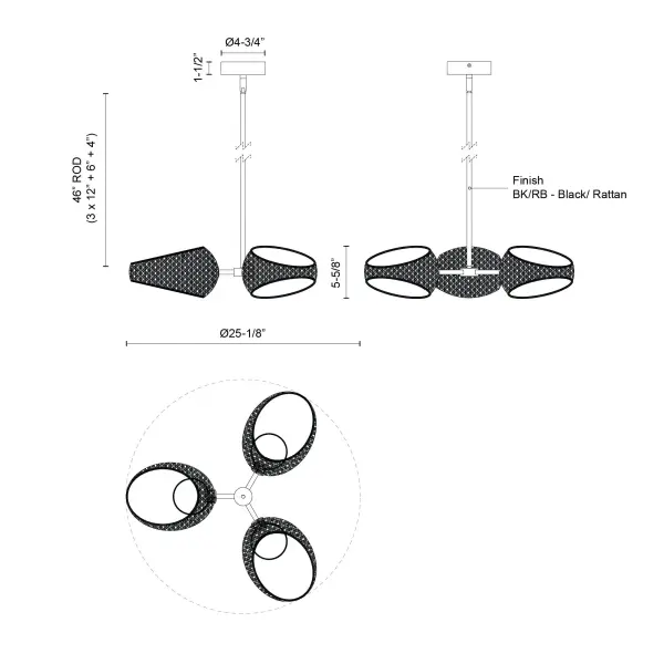 Lanai 3 Head Chandelier - Image 8