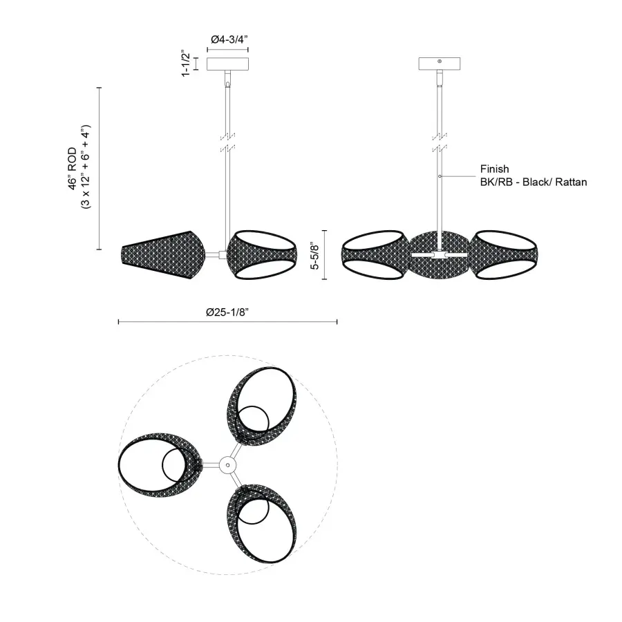 Lanai 3 Head Chandelier - Image 8