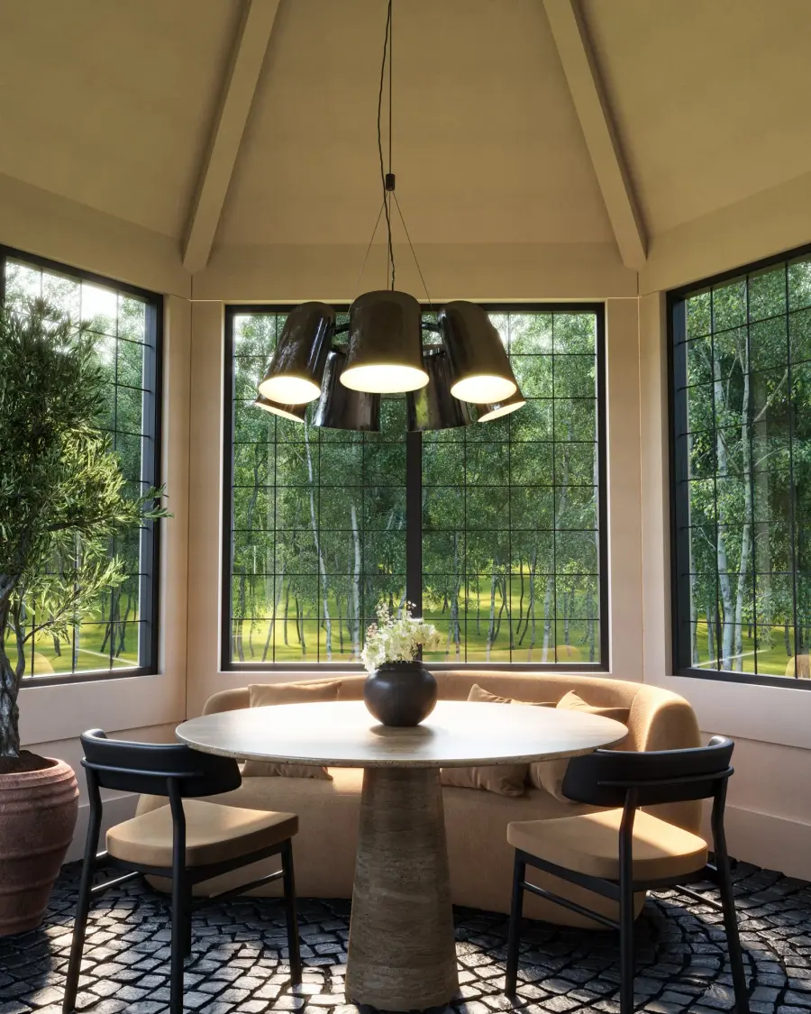 Modern Minimalist Chandelier with Warm Brass Finish and Integrated LED - Image 2