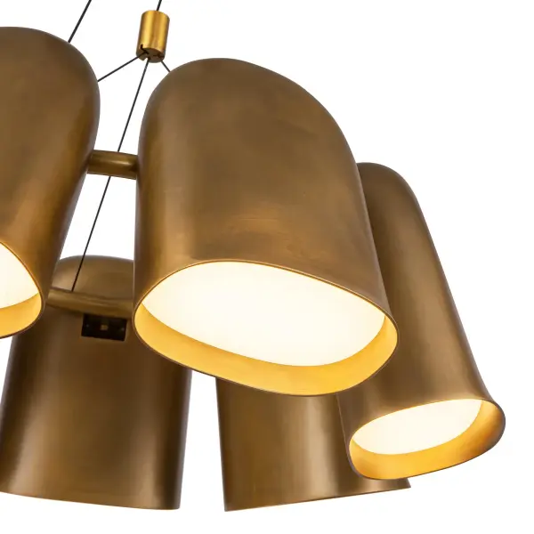 Modern Minimalist Chandelier with Warm Brass Finish and Integrated LED - Image 11