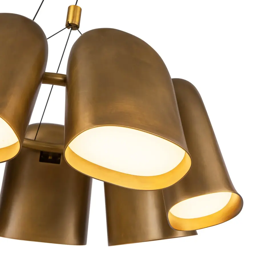Modern Minimalist Chandelier with Warm Brass Finish and Integrated LED - Image 11