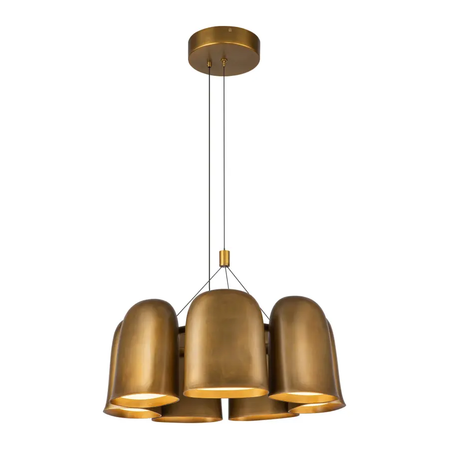 Modern Minimalist Chandelier with Warm Brass Finish and Integrated LED - Image 8