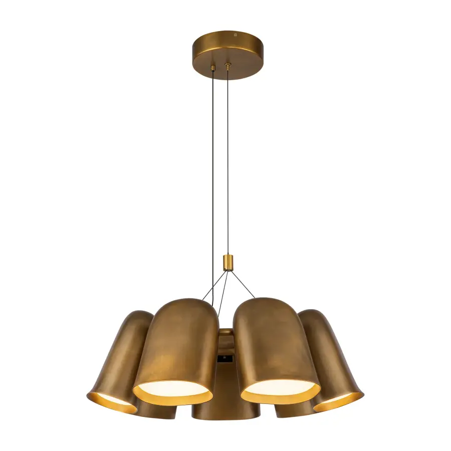 Modern Minimalist Chandelier with Warm Brass Finish and Integrated LED - Image 9