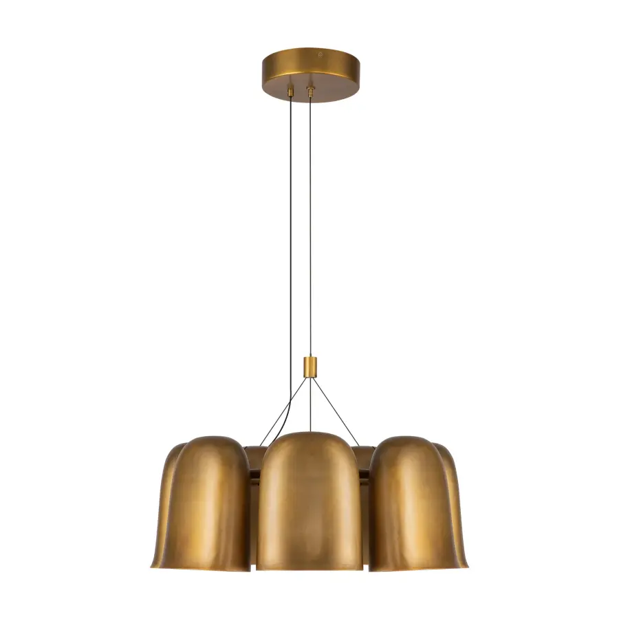 Modern Minimalist Chandelier with Warm Brass Finish and Integrated LED - Image 10