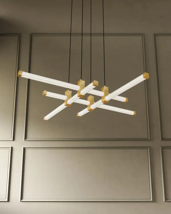 Blade 34-Inch Chandelier in Brushed Gold - Image 2