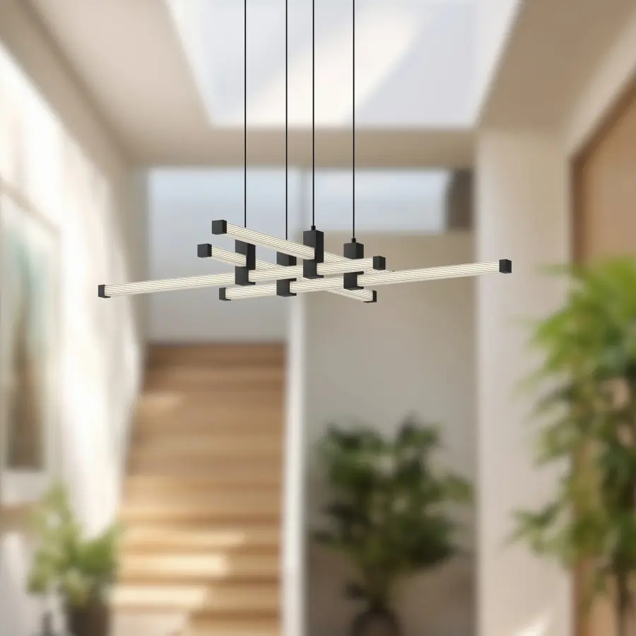 Blade 34-Inch Chandelier in Brushed Gold - Image 4