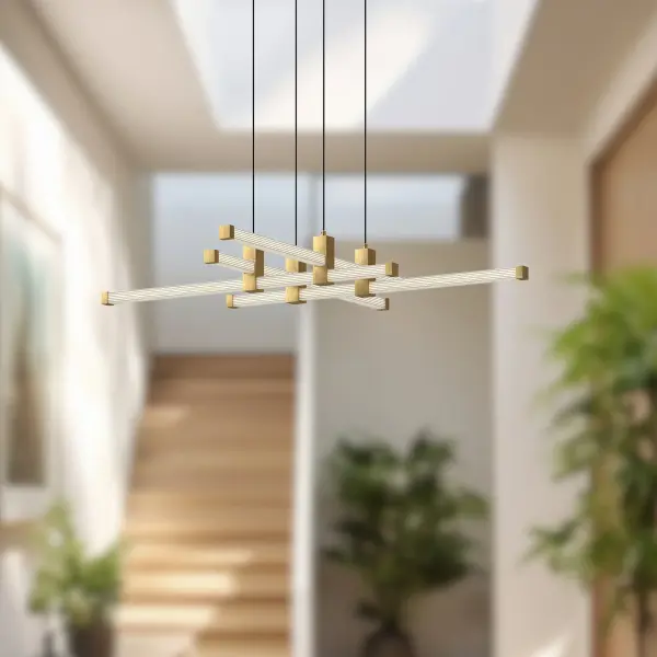 Blade 34-Inch Chandelier in Brushed Gold - Image 5