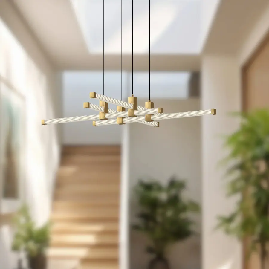Blade 34-Inch Chandelier in Brushed Gold - Image 6