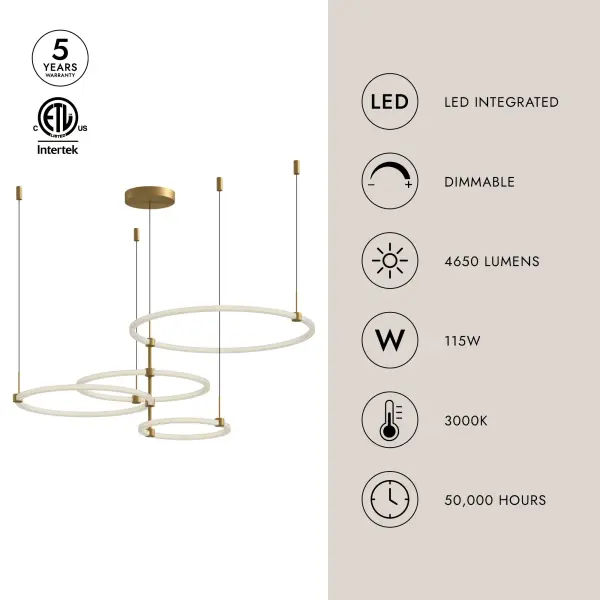 Bruni 55-Inch Chandelier in Brushed Gold - Image 9