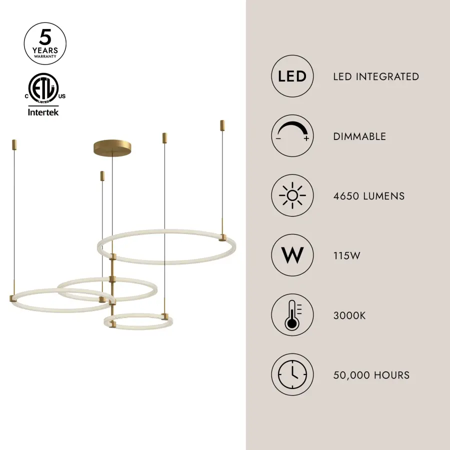 Bruni 55-Inch Chandelier in Brushed Gold - Image 9