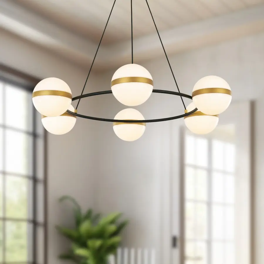 Tagliato 36-Inch Chandelier in Matte Black with Brushed Gold - Image 2