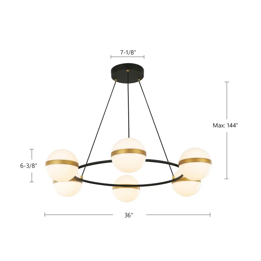Tagliato 36-Inch Chandelier in Matte Black with Brushed Gold - Image 4