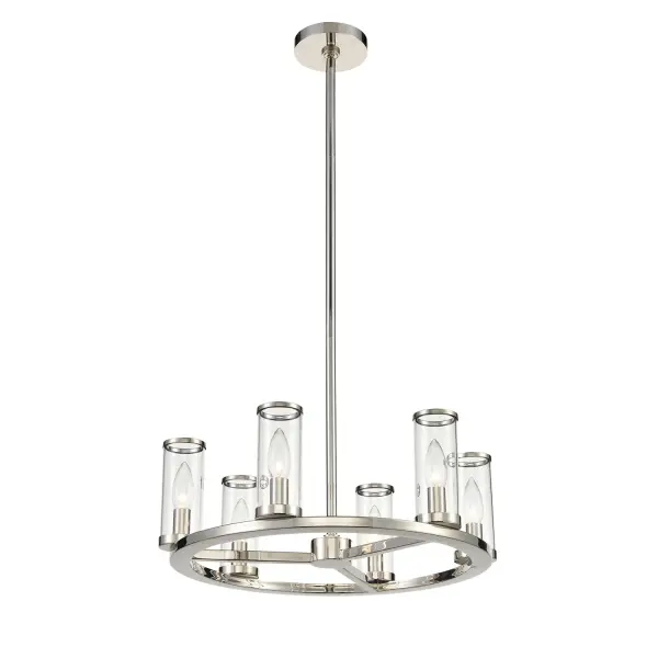 Revolve 19-Inch Chandelier in Natural Brass with Clear Glass - Image 1