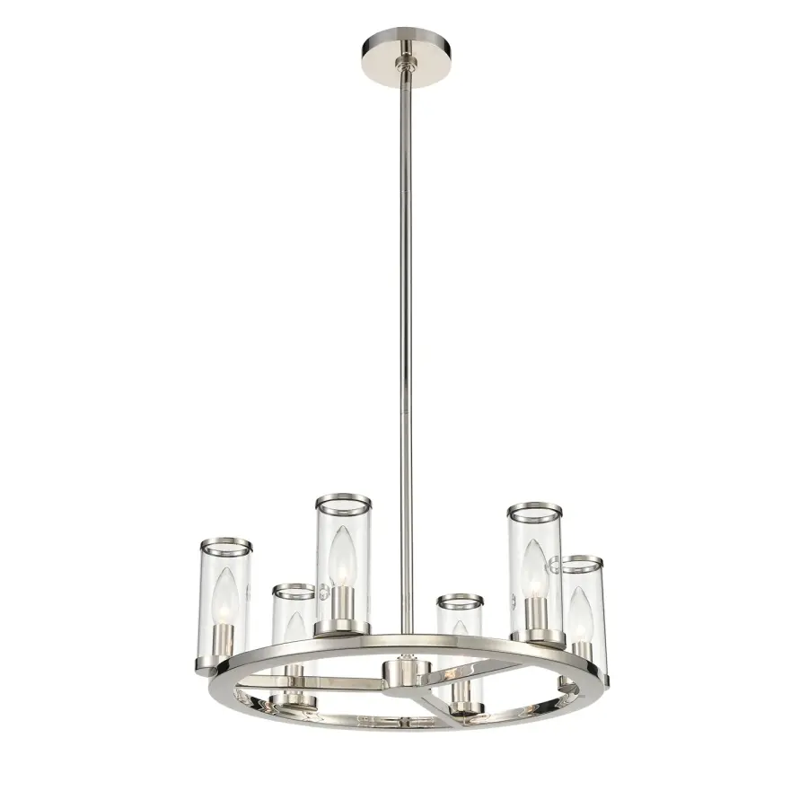 Revolve 19-Inch Chandelier in Natural Brass with Clear Glass - Image 1